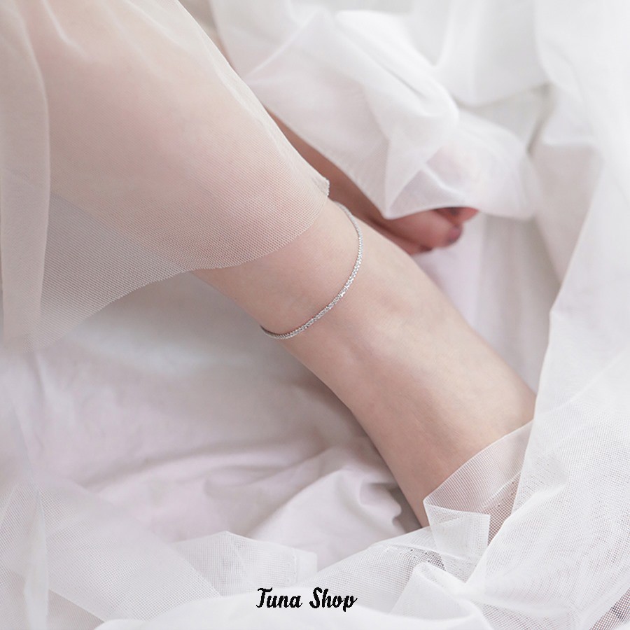 [HÀNG CÓ SẴN] -𝑨̉𝒏𝒉 𝒕𝒉𝒂̣̂𝒕- Lắc chân Tuyết xù Bạc cao cấp _ TUNA SHOP cam kết 100% chuẩn Bạc