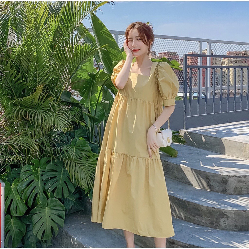 Đầm bầu babydoll [FREESHIP] Váy bầu dự tiệc đẹp dáng dài