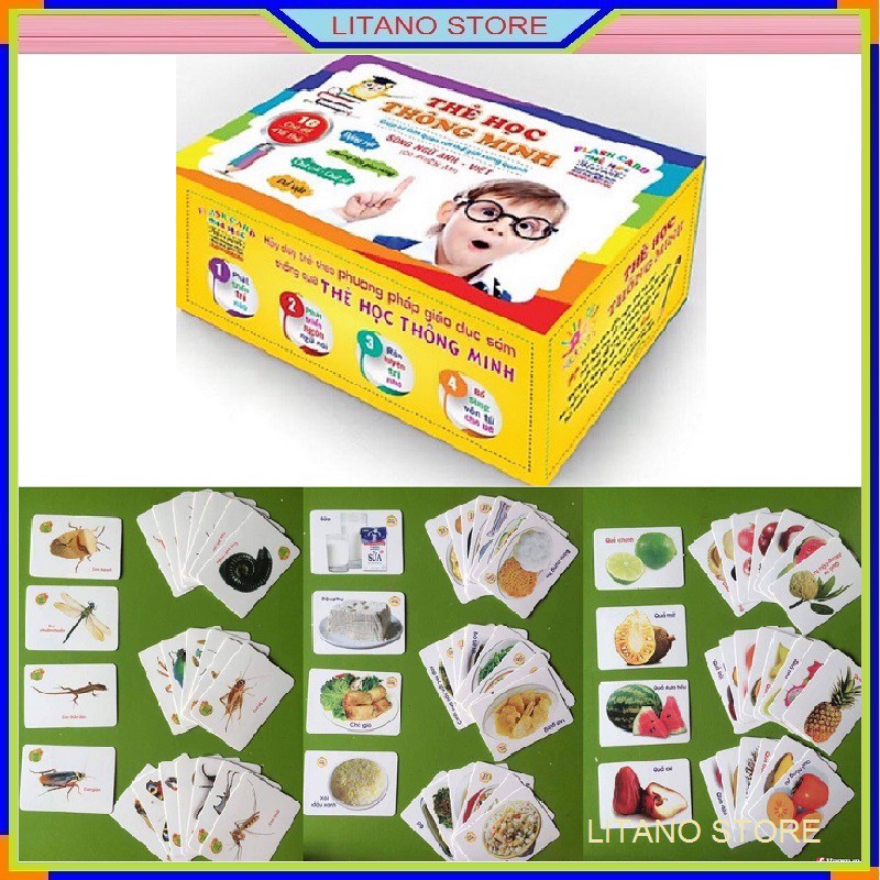 Thẻ Học Thông Minh Song Ngữ Anh - Việt Cho Bé Gồm 416 Thẻ Với 16 Chủ Đề Hình Ảnh Khác Nhau