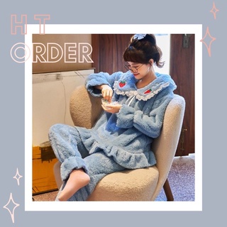 ORDER_ Bộ Ngủ Bông Ulzzang Xanh Cá Tính N198