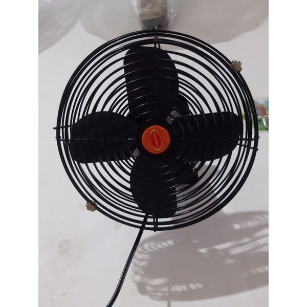 Quạt Kẹp Lồng Sắt Cánh Sắt Đường Kính 22cm 12V-24v Cho Ô Tô Xe Hơi Màu Đen