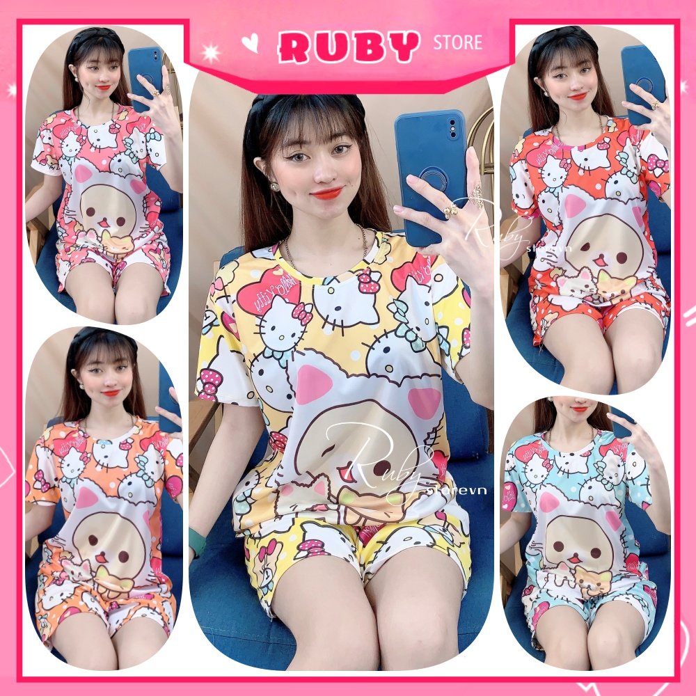 Đồ bộ nữ mặc nhà chất thun mềm mát in hình hoạt hình dễ thương BTT108
