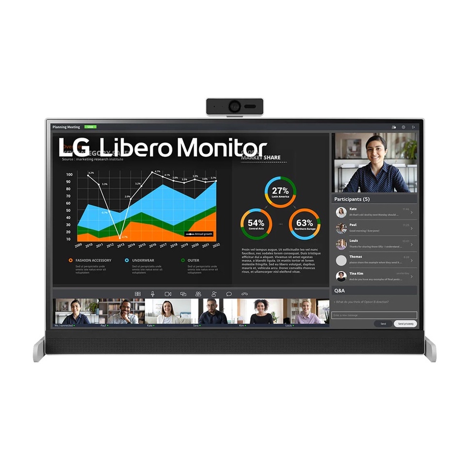 Màn hình di động LG QHD Libero 27 inch webcam Full HD, chân đế linh hoạt có thể để bàn hoặc treo tường - 27BQ70QC