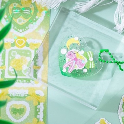 Bộ 2 tấm sticker khung ảnh trang trí card toploader hình dán Love time | BST138