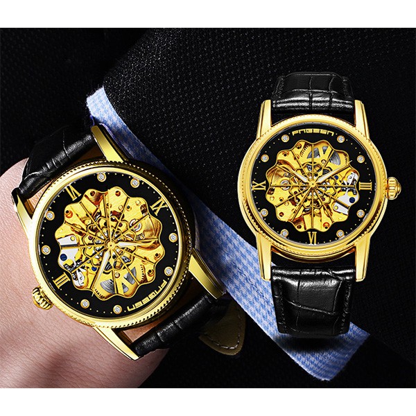 Đồng hồ cơ Lộ Máy Cực Chất Lượng FNGEEN 0128 ĐỒNG HỒ CƠ NAM AUTOMATIC CHÍNH HÃNG DÂY DA CAO CẤP ĐẸP GIÁ RẺ