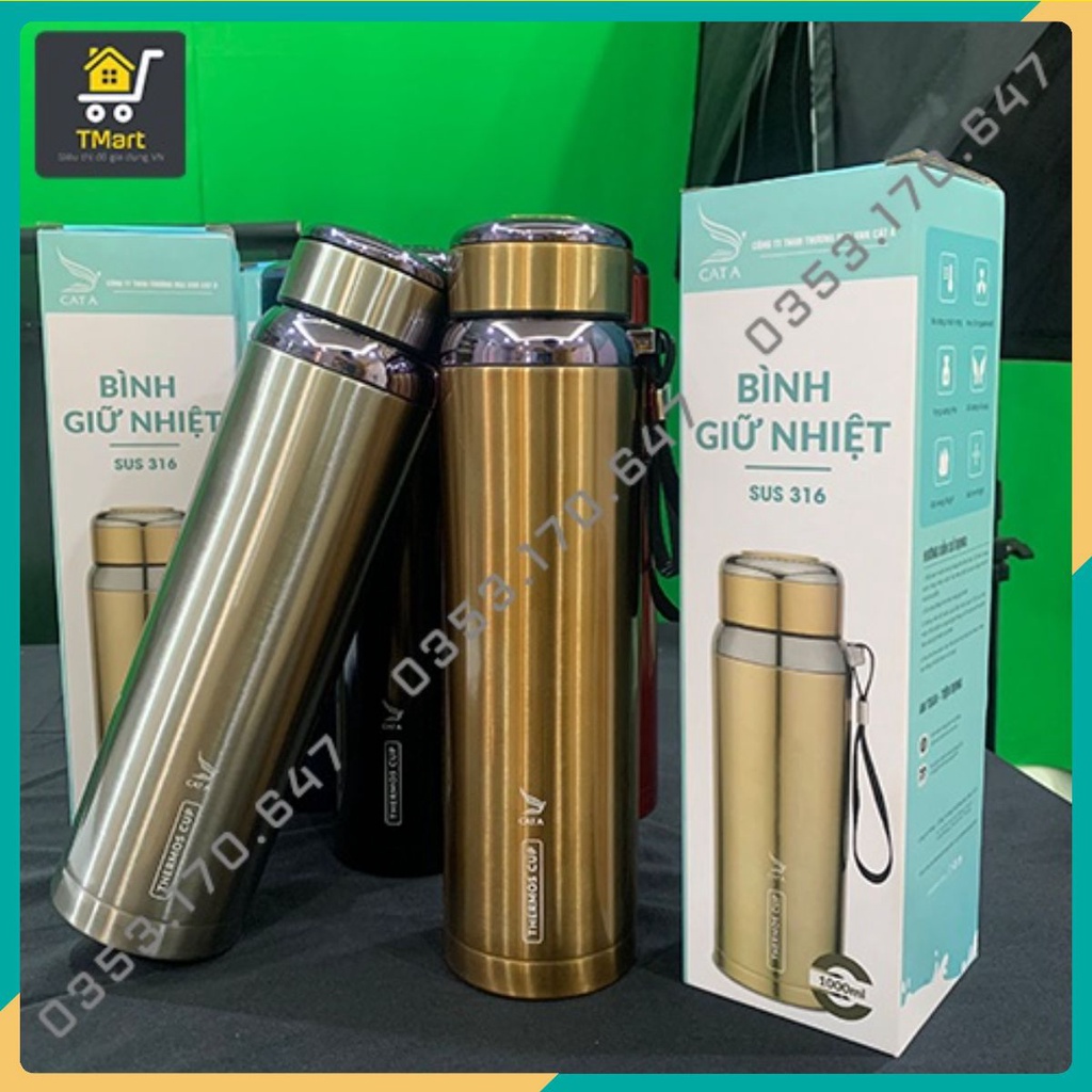 Bình Giữ Nhiệt Giữ Nóng Lạnh CAO CẤP Inox 316 | Bình Nước Giữ Nhiệt, Ly Giữ Nhiệt Thể Thao 1000ml 1lit 1l