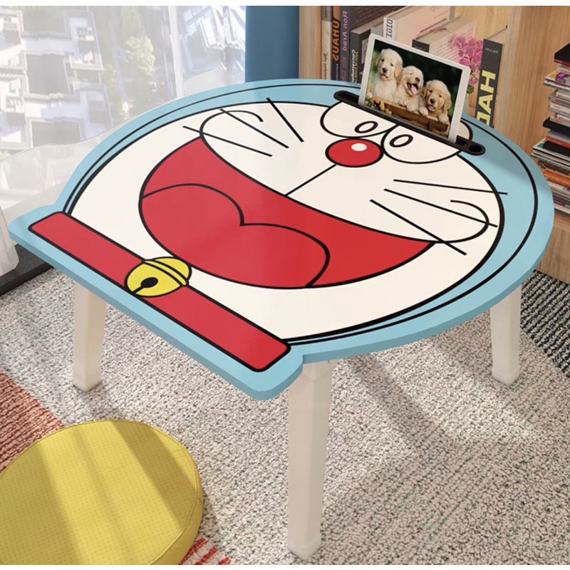 BÀN GỖ CHÂN XẾP DORAEMON VÀ MÈO KITTY, BÀN HỌC XẾP GỌN CHO BÉ