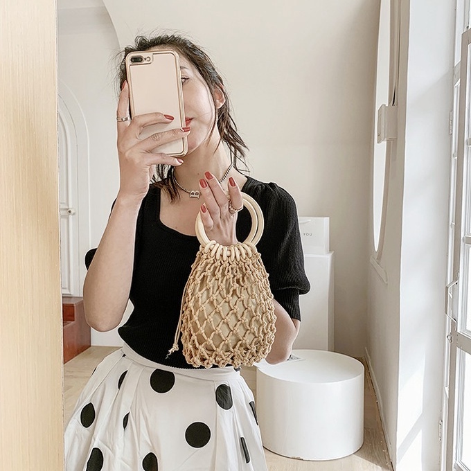 Túi cói xách tay thời trang đi biển dành cho bạn nữ