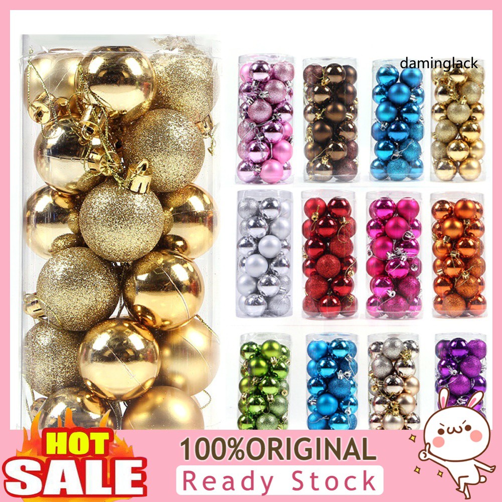 Set 24 Quả Châu 4 / 6 / 8cm Dùng Trang Trí Cây Thông Noel