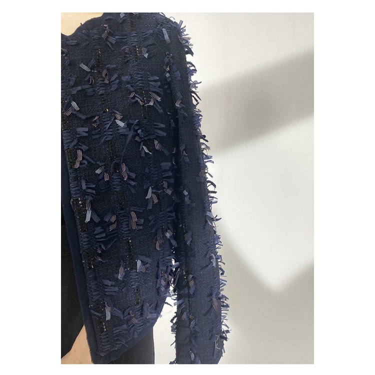 Xiaoxiang Áo Khoác Ngắn Cài Nút Họa Tiết Hoa Tua Rua Phong Cách Phương Tây Cho Nữ