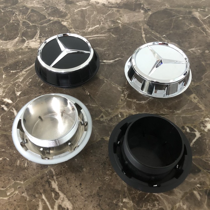 Logo chụp mâm, ốp lazang bánh xe ô tô Mercedes và Maybach, chất liệu nhựa ABS, đường kính ngoài 75mm