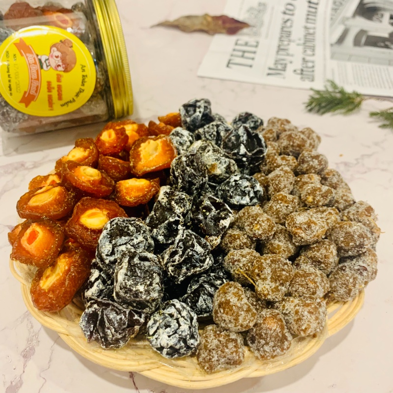 Hộp 3 Vị Ô Mai Xí Muội Đào Bổ - Thái Đen - Me Cay [ LOẠI 1 ] Hũ 355G Nhiều Dinh Dưỡng – Đồ Ăn Vặt Quà Tặng Cao Cấp