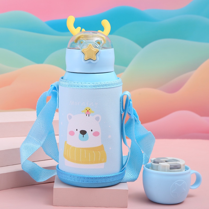 Bình hiển thị nhiệt độ sừng hưu inox 400ml có túi xách đi kèm tiện lợi pha sữa đựng nước giữ nhiệt được lâu