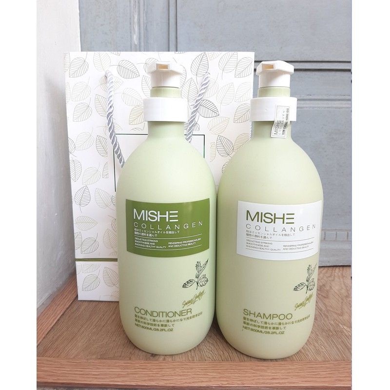 Dầu Gội Xả Mishe Collagen 800ml phục hồi tóc hương thơm nước hoa