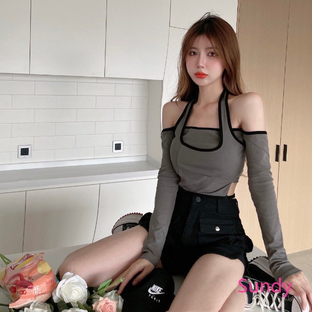 Áo lửng dài tay trễ vai dáng ôm thời trang gợi cảm dành cho nữ