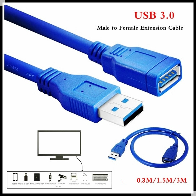 Cáp dữ liệu nối dài đầu USB 2.0 sang cổng USB 0.3m/1.5m/3m tùy chọn