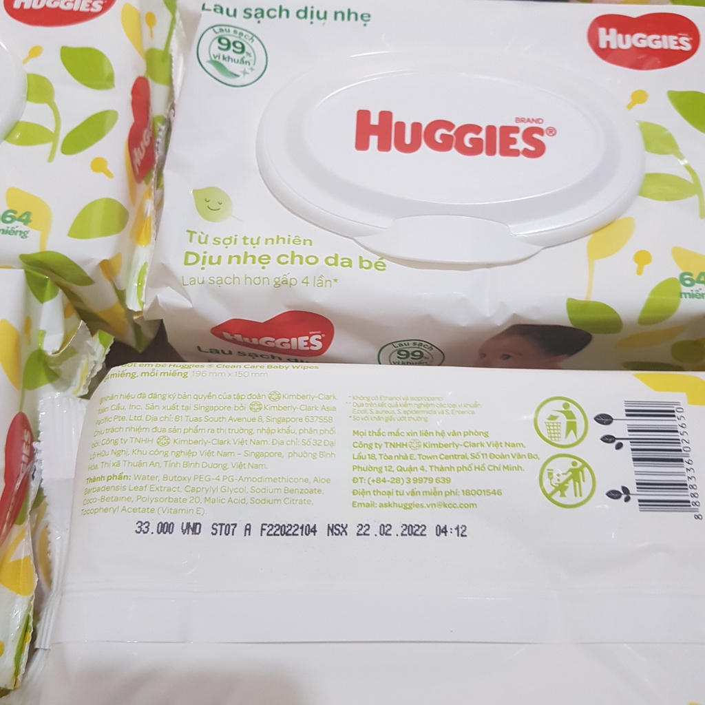 Khăn Ướt Sơ Sinh Không Mùi Huggies 64 Tờ