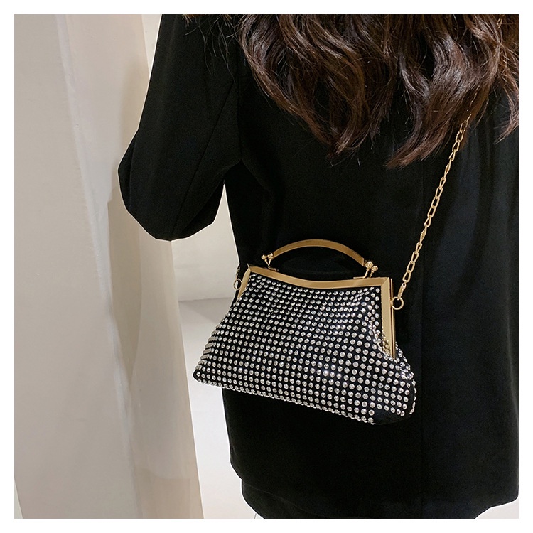 Túi Đeo JASMIN NOIR Chéo Nắp Gập Đính Kim Cương Giả Thời Trang Dành Cho Nữ