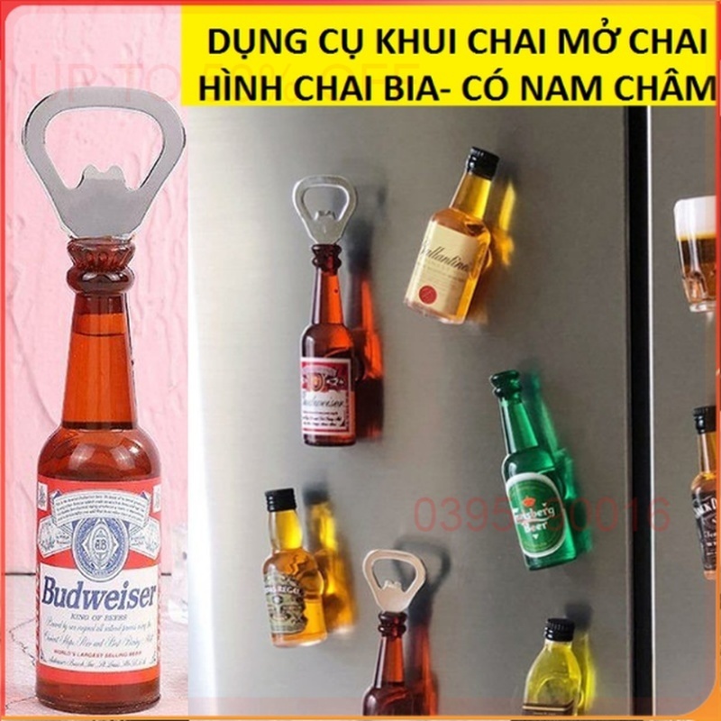 COMBO 3 Dụng cụ mở chai khui chai hình chai bia có gắn nam châm chuyên dụng, Phong cách Retro Vintage cho quán NHẬU...