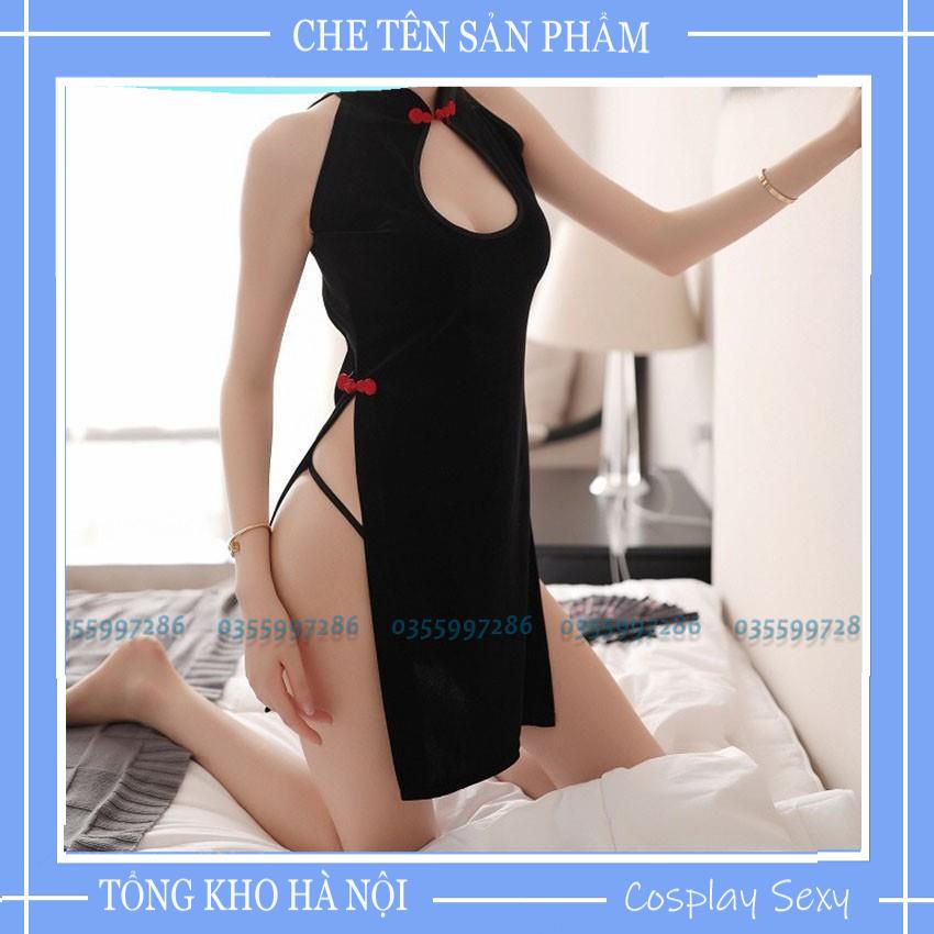 Bộ Đồ Ngủ Cosplay Cô Gái Thượng Hải. Váy Ngủ Sườn Xám Nhung Cao Cấp Hờ Lưng - Sexy Sleepwear Code: SXN1750 | BigBuy360 - bigbuy360.vn