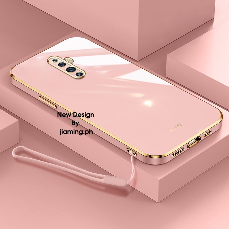Ốp Điện Thoại Mềm Màu Kẹo Thiết Kế Sang Trọng Có Dây Đeo Cho OPPO Reno 2z 2f 2022