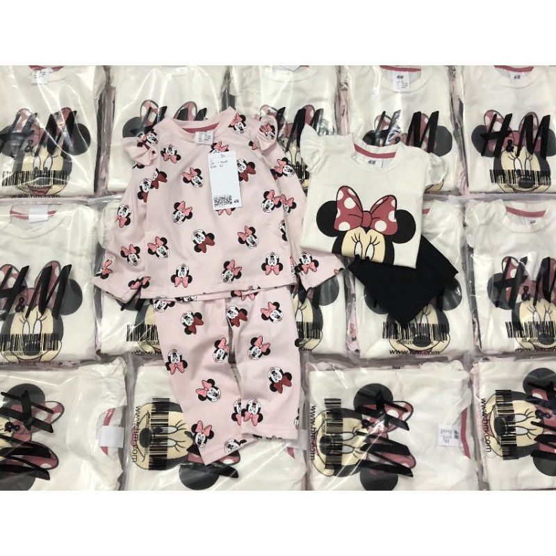 Set 2 bộ Minnie tay bèo Hm cho bé gái siêu xinh, chất cotton mềm mịn mặc rất thích
