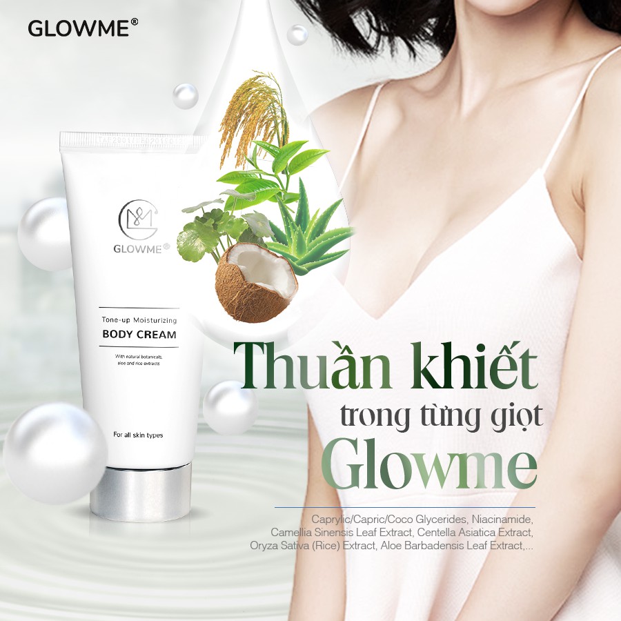 Kem Dưỡng Trắng Da Body Toàn Thân GLOWME giúp làn da trắng sáng mịn màng sau 7-14 ngày.