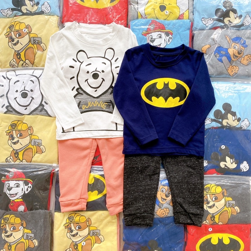 Set 2 bộ ngẫu nhiên áo cotton quần nỉ cho bé trai cực đẹp size từ 10-24 cân