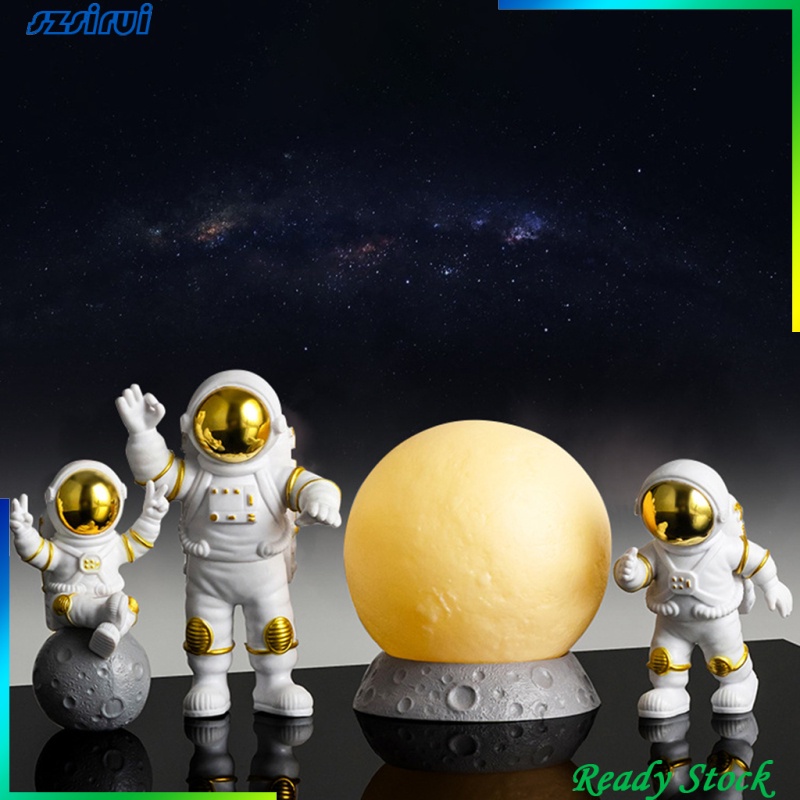 Bộ 4 Tượng Phi Hành Gia Dễ Thương Dùng Trang Trí Bàn Làm Việc