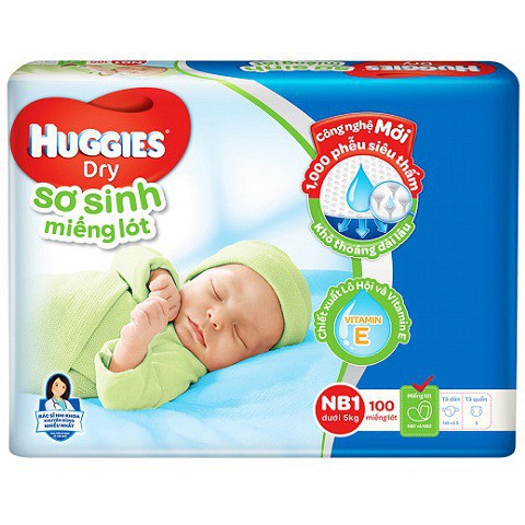 TÃ DÁN SƠ SINH HUGGIES SIZE NEWBORN 58+2 Miếng - Cho Bé Dưới 5kg