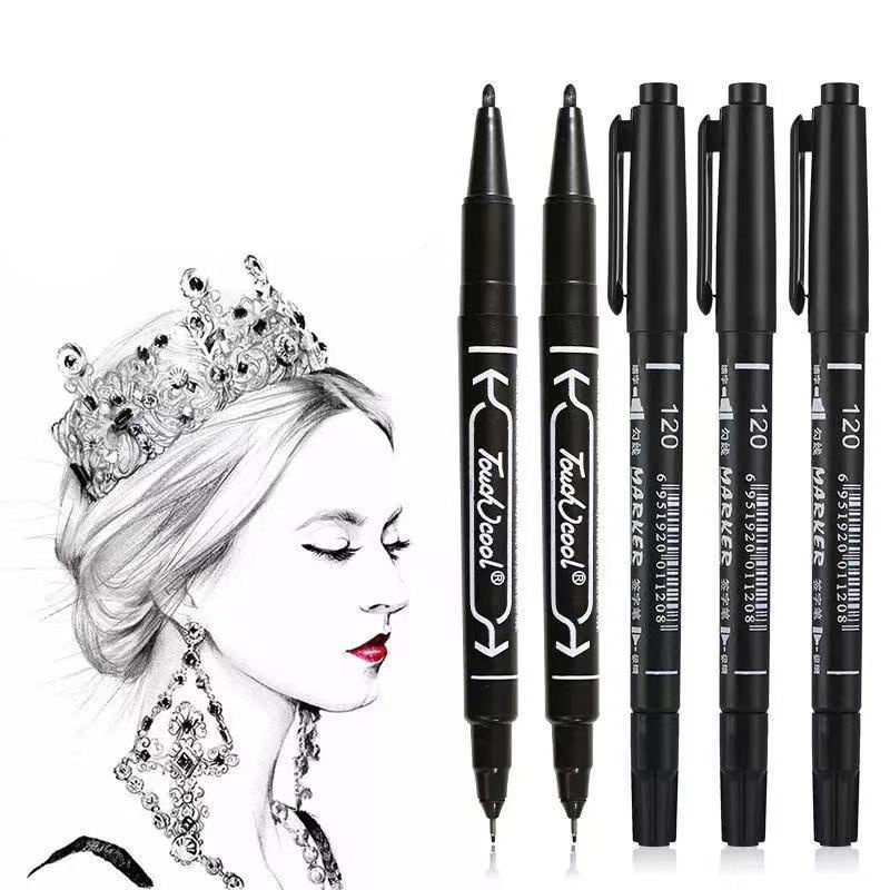 Bút Lông Đánh Dấu Hai Đầu Nhỏ Màu Đen Dùng Vẽ Tranh Cho Học Sinh cái bút bút highlight Bút mực bút lông dầu bút lông thiên long