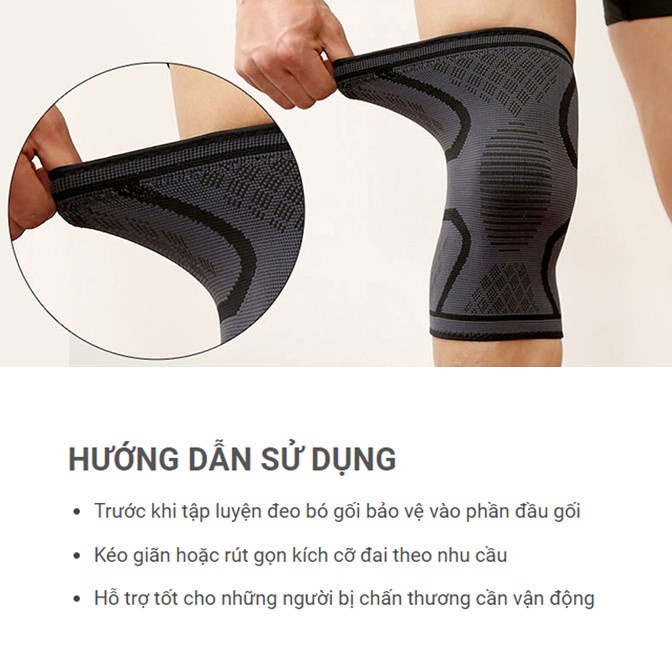 Đai bó gối đàn hồi bảo vệ khớp gối Aolikes AL7718 co dãn tốt cho người chơi thể thao (1 cặp)