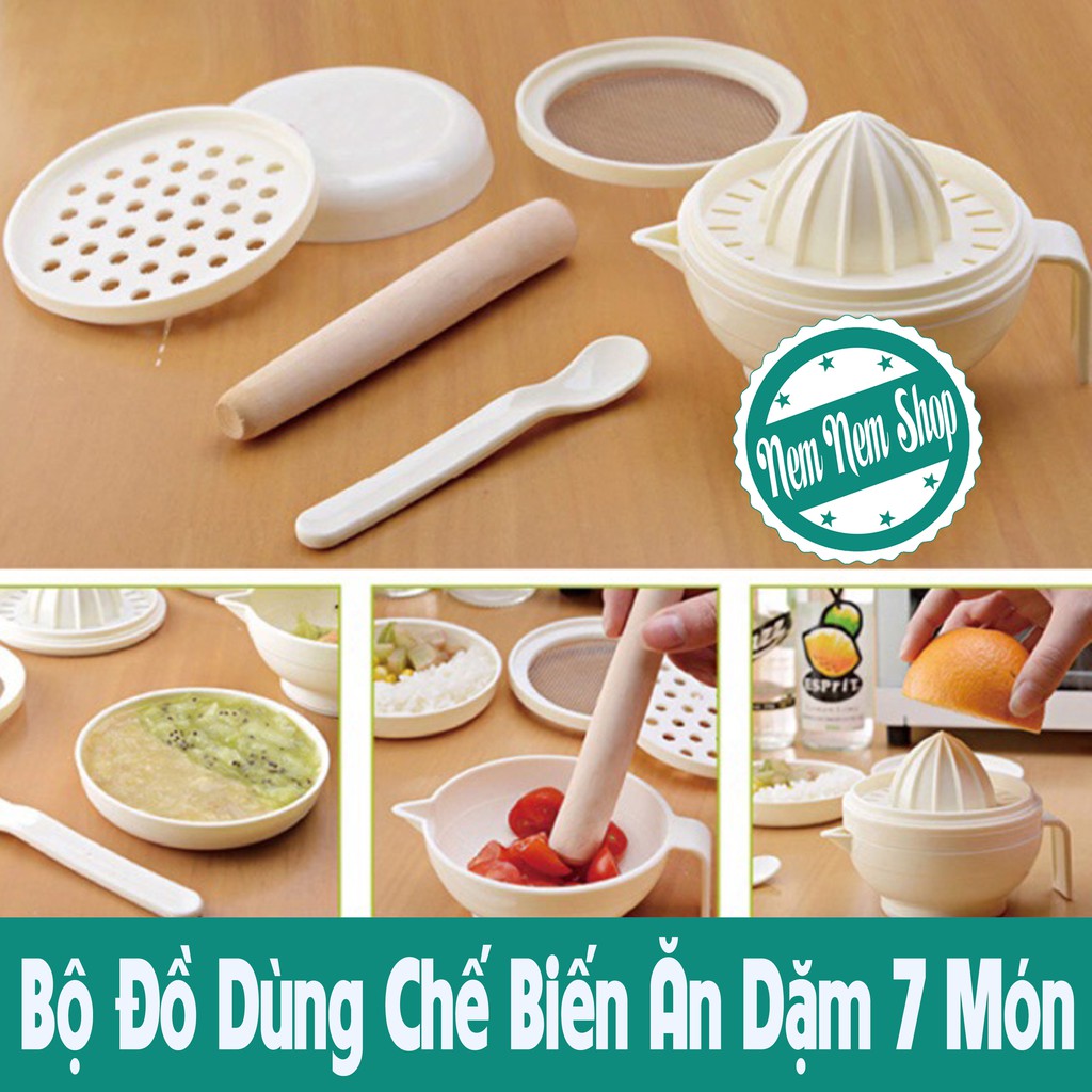 Bộ Đồ Dùng Chế Biến Ăn Dặm Cho Bé 7 Dụng Cụ