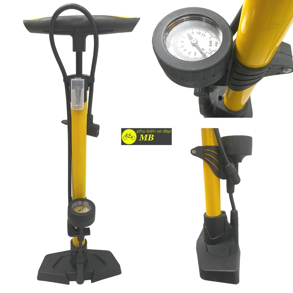 bơm xe đạp bơm xe máy cao cấp có đồng hồ đo áp suất ống nhôm siêu bền