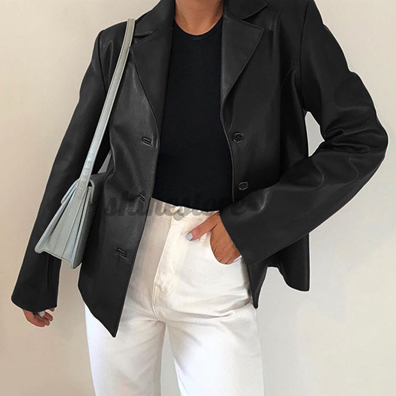 Áo khoác blazer chất da PU hợp thời trang cho nữ | BigBuy360 - bigbuy360.vn