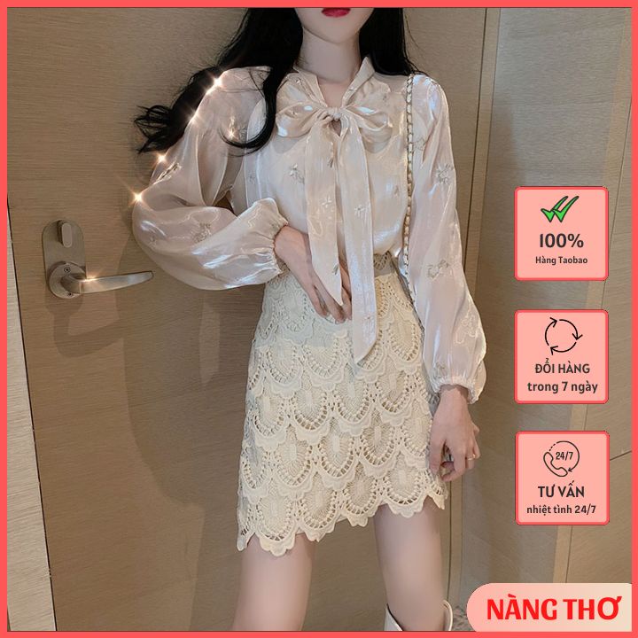[Order Taobao] Set Áo Sơ Mi Hoạ Tiết Hoa Mix Quần Giả Váy Sang Trọng