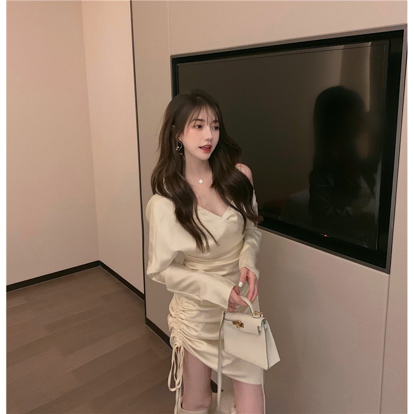 ( ORDER ) Đầm váy nữ lệch vai rút dây sexy ulzzang AK1094 | BigBuy360 - bigbuy360.vn
