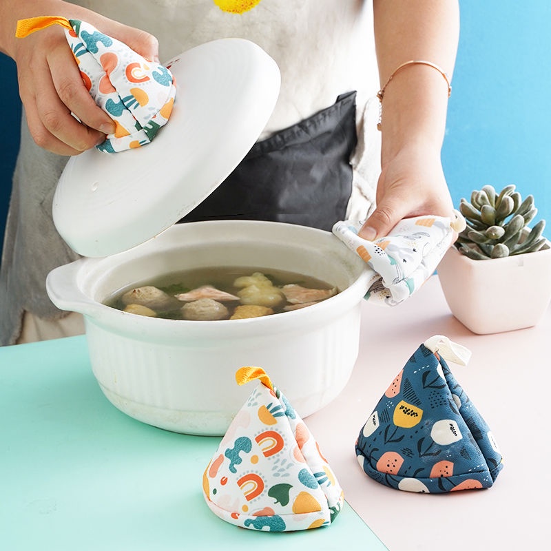 Hàng Mới Về Nắp Nồi Có Tay Cầm Hình Tam Giác Tráng Men Chống Bỏng Phong Cách Nhật Bản Dễ Thương