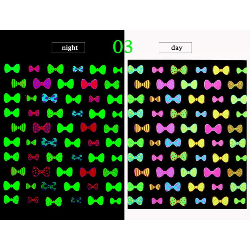 Miếng Dán Trang Trí Móng Tay 3D Dạ Quang Tự Dính Màu Sắc Xinh Xắn Dành Cho Nữ