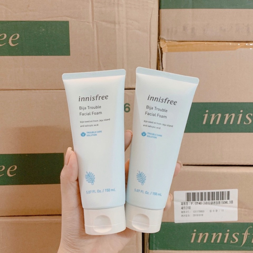 Sữa rửa mặt Innisfree Bija Trouble Facial Foam 150ml Hàn Quốc dành cho da mụn