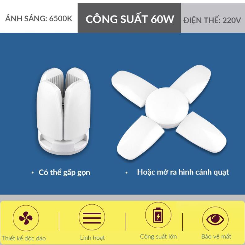 Bóng đèn, Bóng đèn LED hình cánh quạt siêu sáng 60W - Tiết kiệm điện năng 60W- Giá rẻ nhất thị trường!