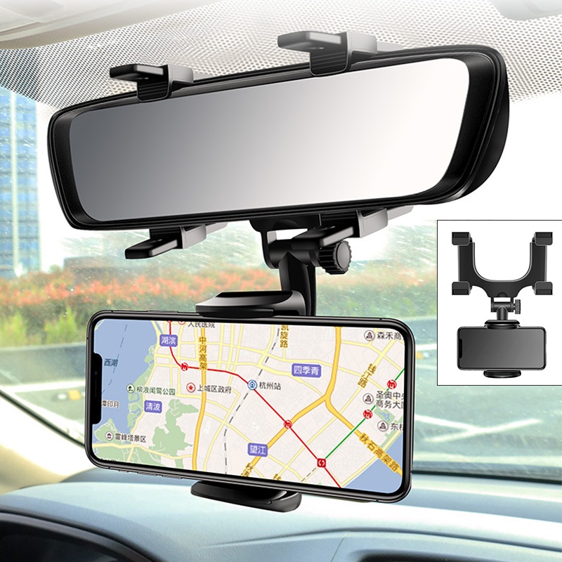 Giá Đỡ Điện Thoại/GPS Xoay 360 Độ Gắn Kính Chiếu Hậu Xe Hơi° Giá Đỡ Điện Thoại Gắn Tấm Che Nắng Ô Tô Xoay Được Tiện Dụng