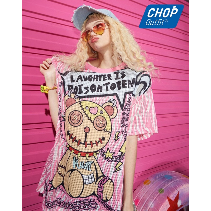 Áo thun Unisex Pinky Girl Chóp Outfit form rộng cá tính dành cho Nữ