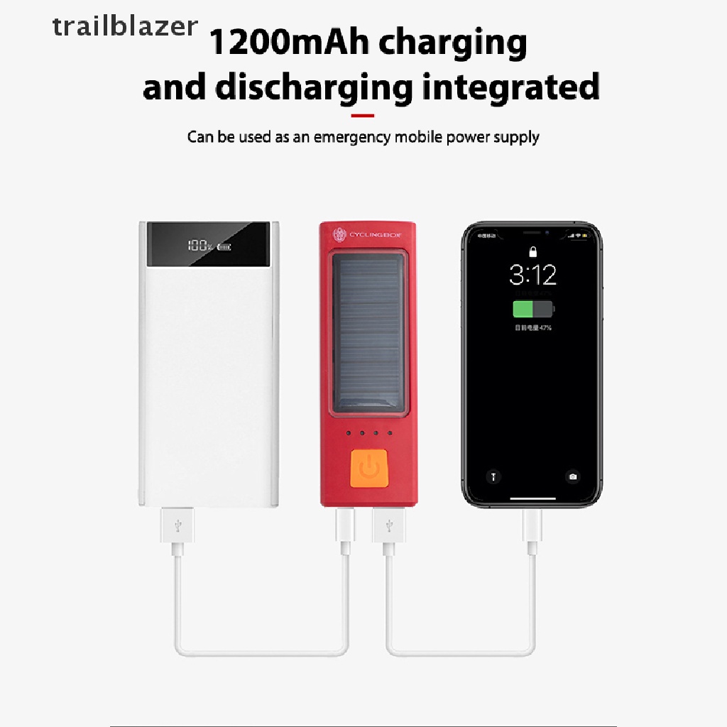 Đèn Led Sạc USB Năng Lượng Mặt Trời Chống Thấm Nước Cho Xe Đạp trailblazer