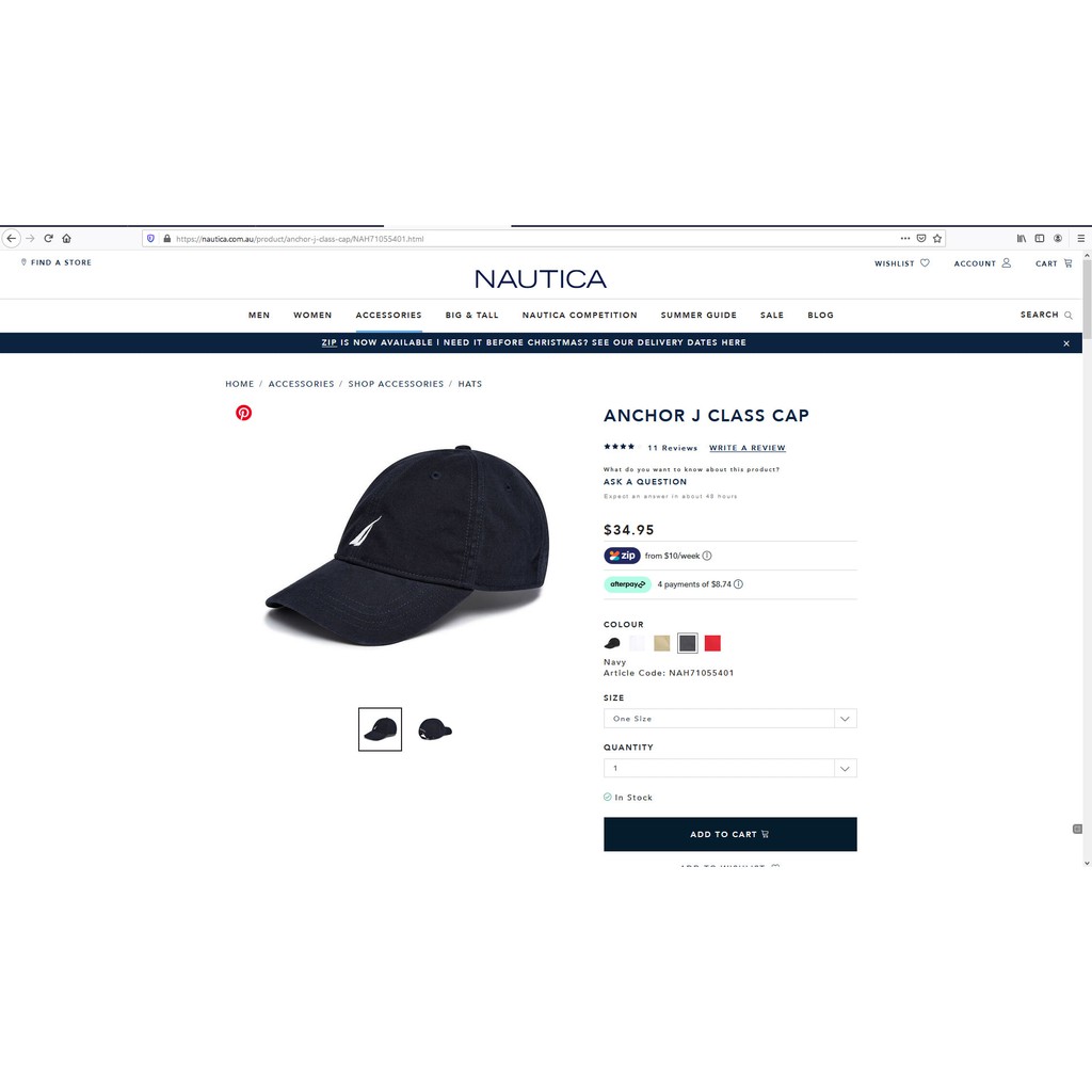 Mũ Nautica đen,nón kaki Nautica Anchor J Class Cap Black