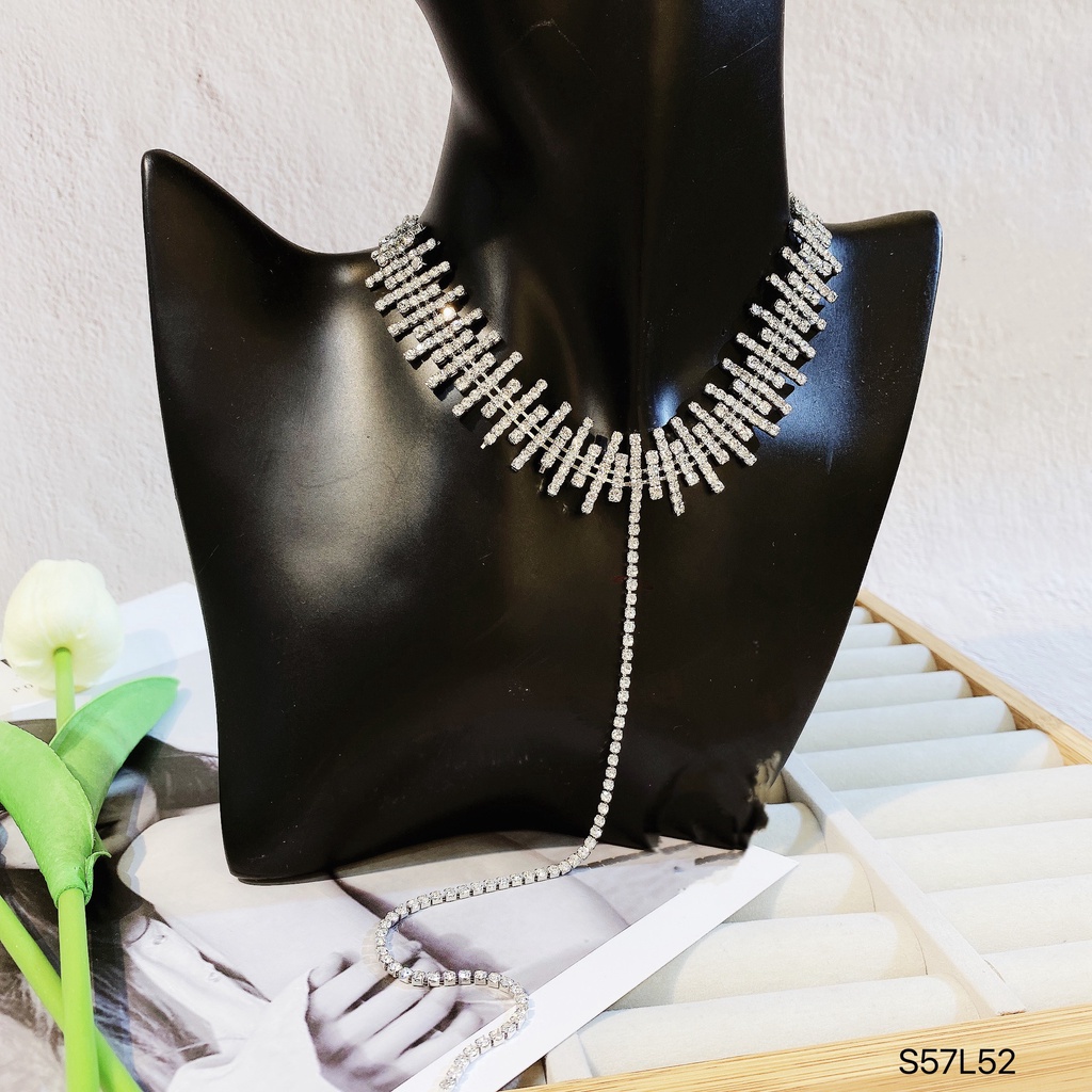 Choker vòng cổ xương cá đính đá cao cấp dành cho nữ MS520057
