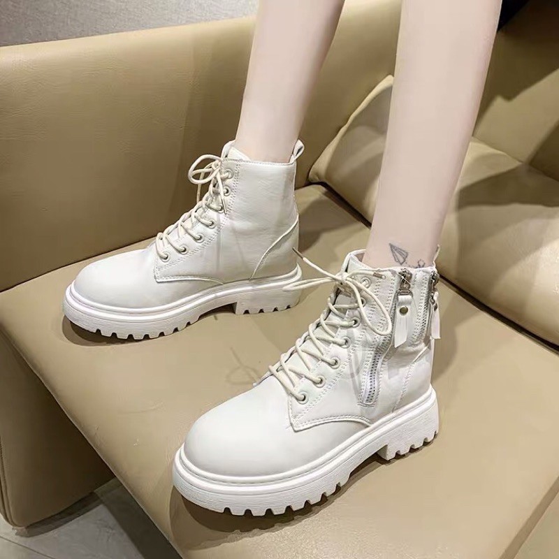 (Sẵn hàng) Boots Martin nữ, bốt buộc dây nữ có hai khoá sườn | BigBuy360 - bigbuy360.vn