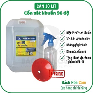 Cồn sát khuẩn 96 độ can 10 lít _ Bách Hóa Cam _ [Tặng bình xịt + phễu]