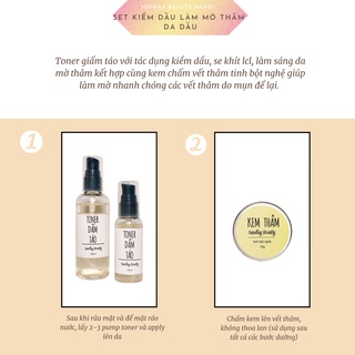 Set làm mờ thâm mụn dưỡng sáng da thiên nhiên Toner dấm táo - kem thâm nghệ Sunday Beauty