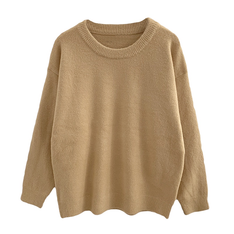 Áo sweater Pure Cube dệt kim cổ tròn dáng rộng kiểu Hàn Quốc thời trang thu đông thích hợp cho nữ